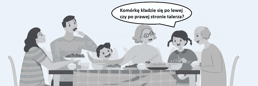 Komórkę kładzie się po lewej czy po prawej stronie talerza